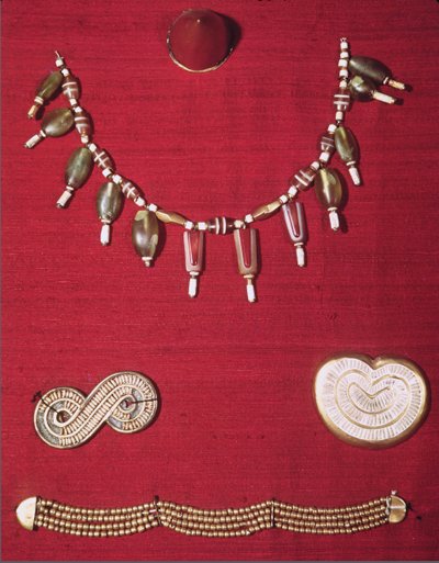 Selection of jewellery, from the Indus Valley, Pakistan by Harappan